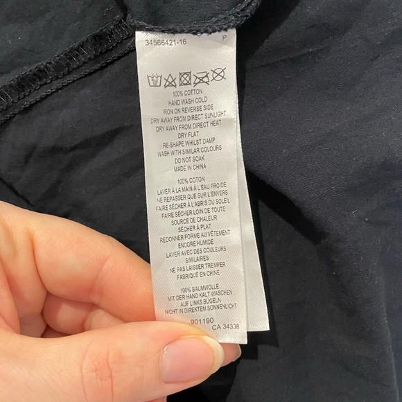 French Connection cotton dress midi black wrap top self tie waist ladies size 8 - Picture 4 of 5